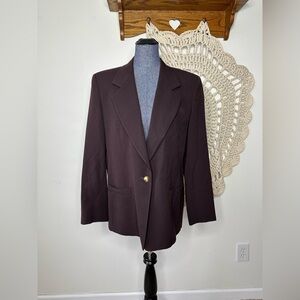 Austin Reed Wool Chocolate Brown Vintage 90s Blazer Size Large